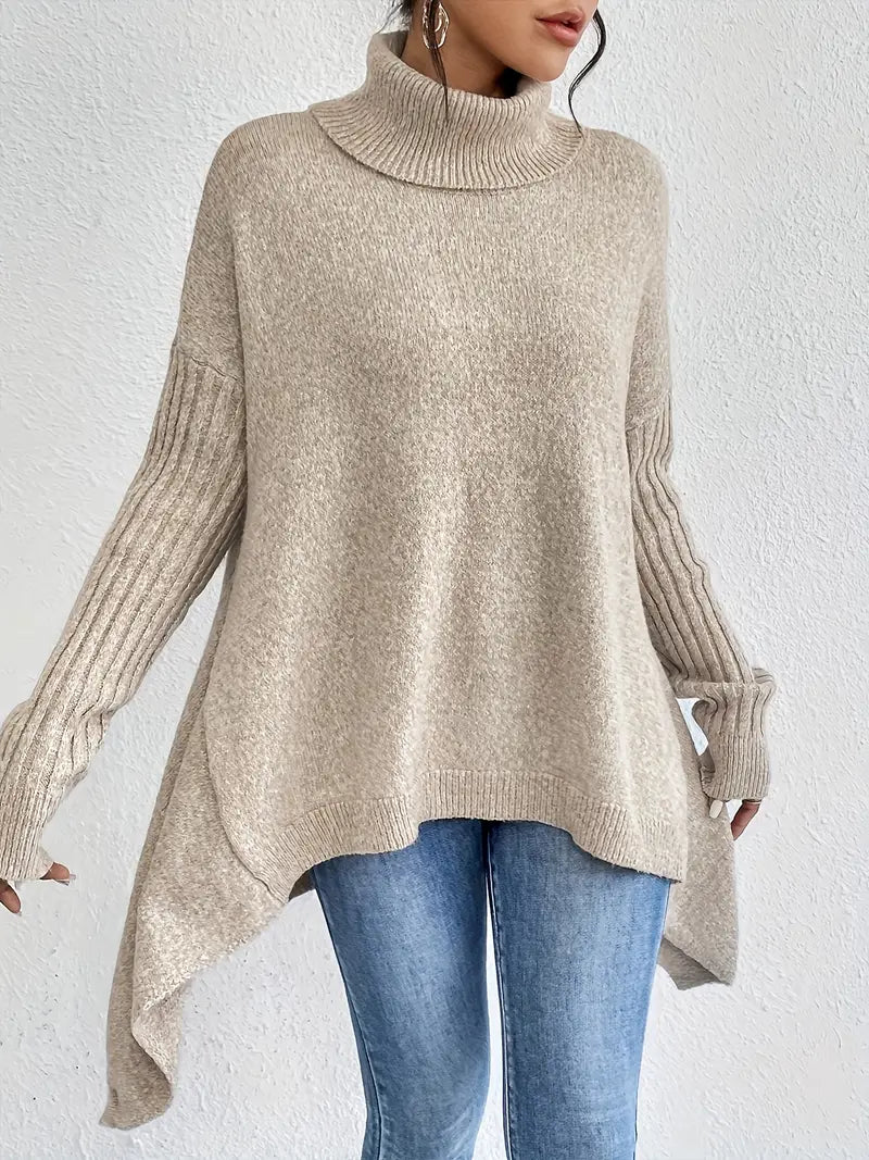 Bridgette | Maglione lungo comodo da donna con colletto alto