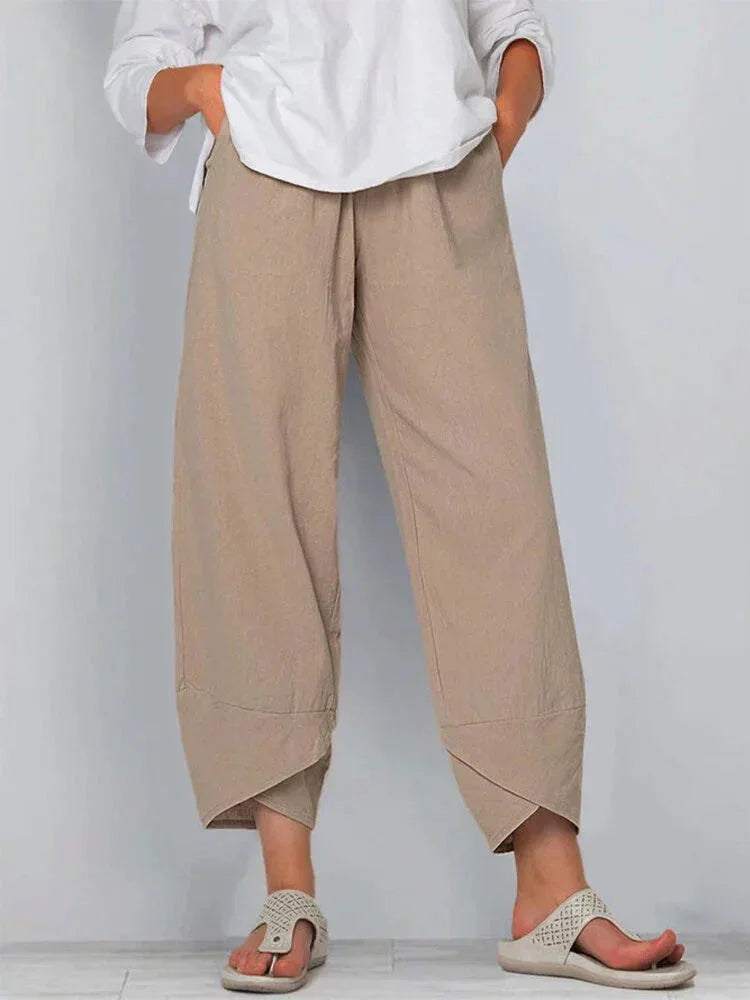 Giulia | Pantaloni di Lino e Cotone a Gamba Larga