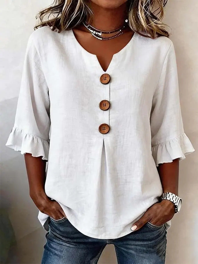 BLUSA ROMANTICA CON VOLANT PER DONNE