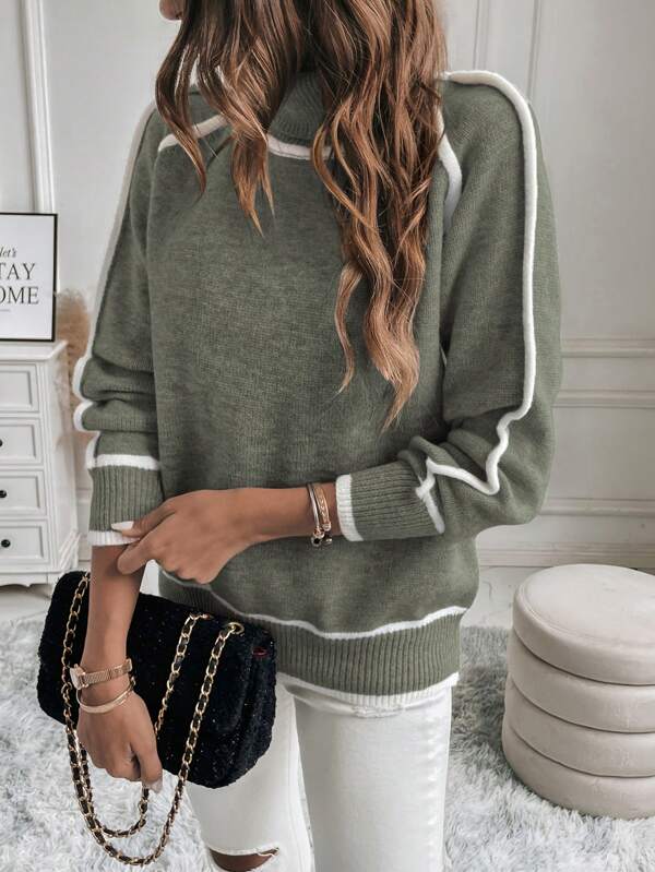 Avalon - Maglione in Cotone Verde Oliva