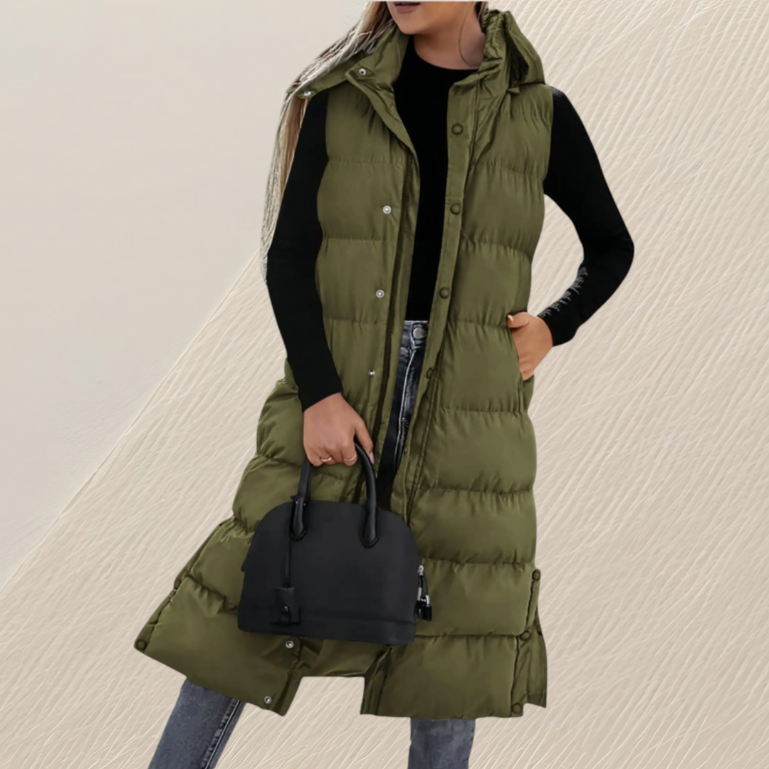 GILET QUILTÉE LONGUE DÉTENDUE POUR FEMMES