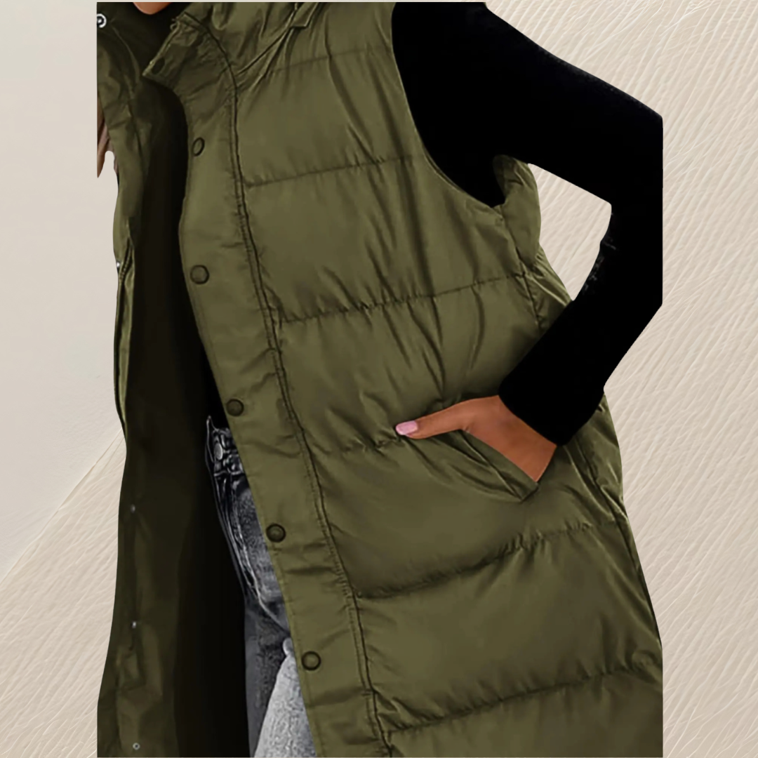 GILET QUILTÉE LONGUE DÉTENDUE POUR FEMMES
