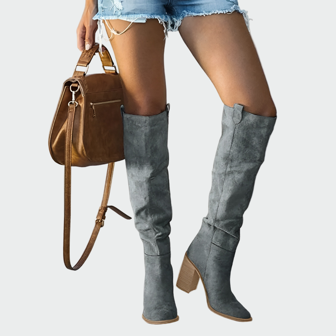 Stivali Alti Stile Western con Tacco Stabile