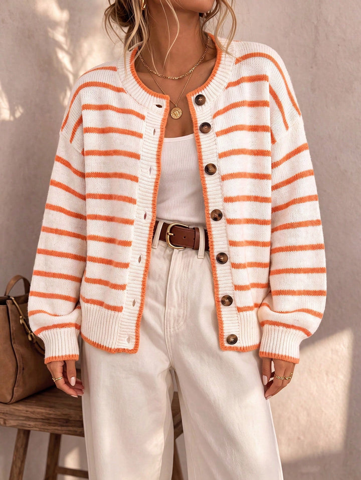 Céliane | Cardigan a Maglia a Righe Chic