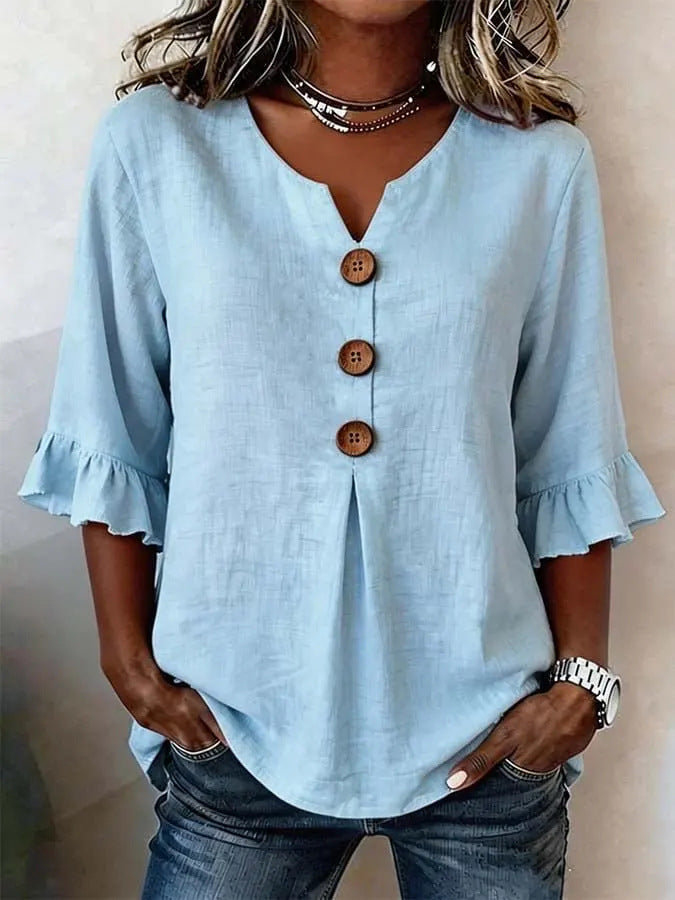 BLUSA ROMANTICA CON VOLANT PER DONNE