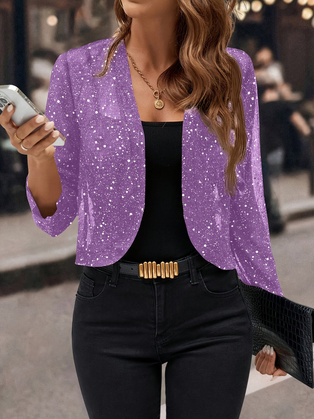 GIACCA CORTA CON PAILLETTES PER DONNE