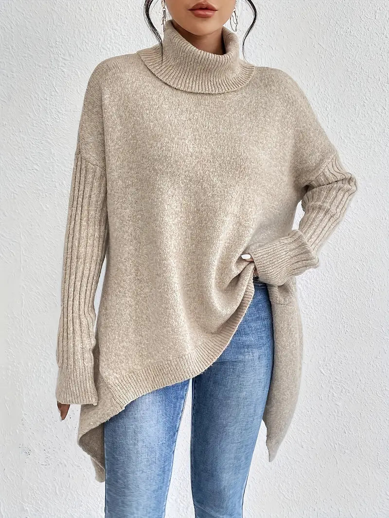 Bridgette | Maglione lungo comodo da donna con colletto alto