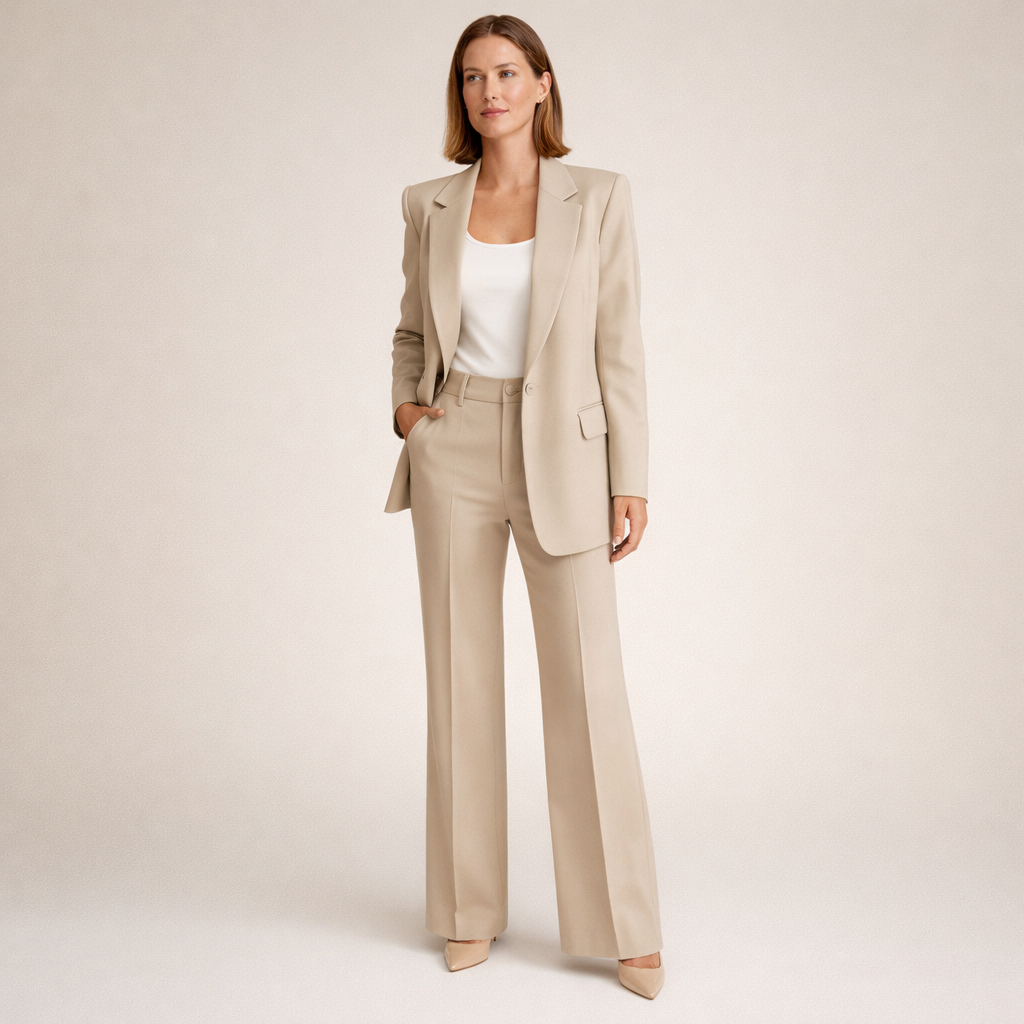 Lena | Completo da Donna con Pantaloni Svasati e Bottoni