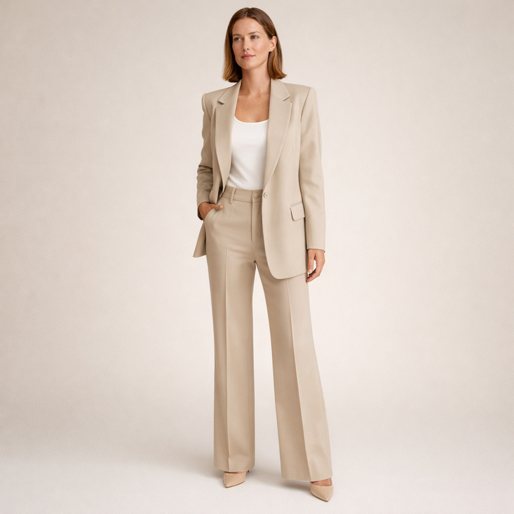 Lena | Completo da Donna con Pantaloni Svasati e Bottoni