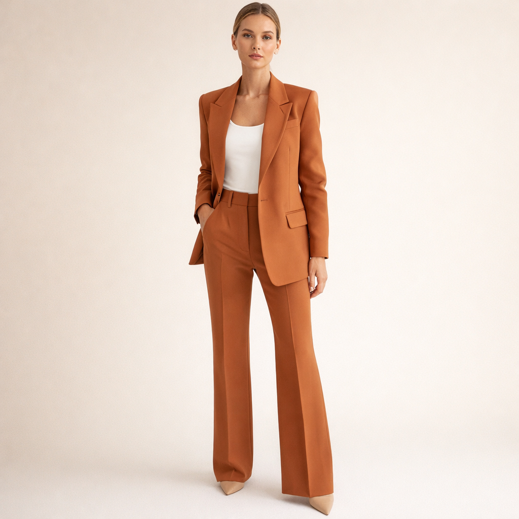 Lena | Completo da Donna con Pantaloni Svasati e Bottoni