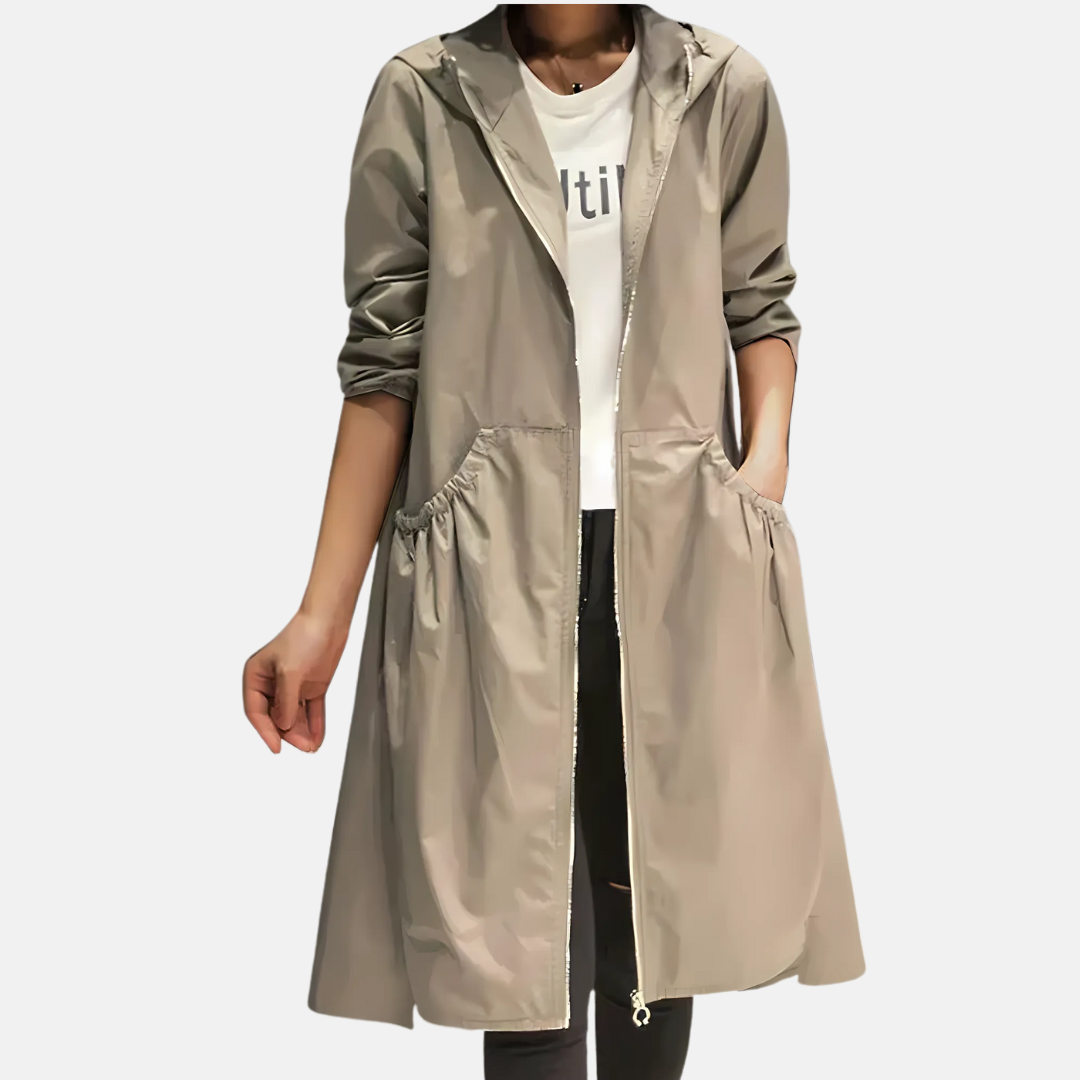 Cappotto lungo impermeabile donna con cappuccio - Protettivo e pratico