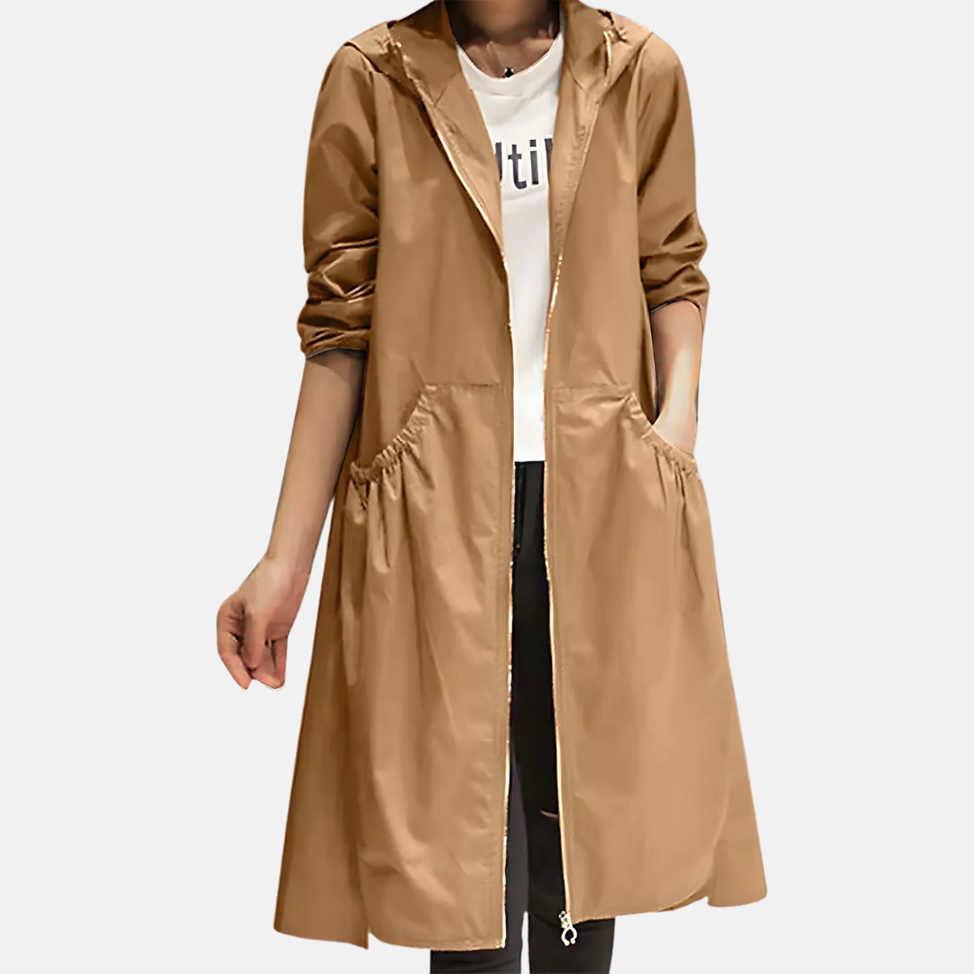 Cappotto lungo impermeabile donna con cappuccio - Protettivo e pratico