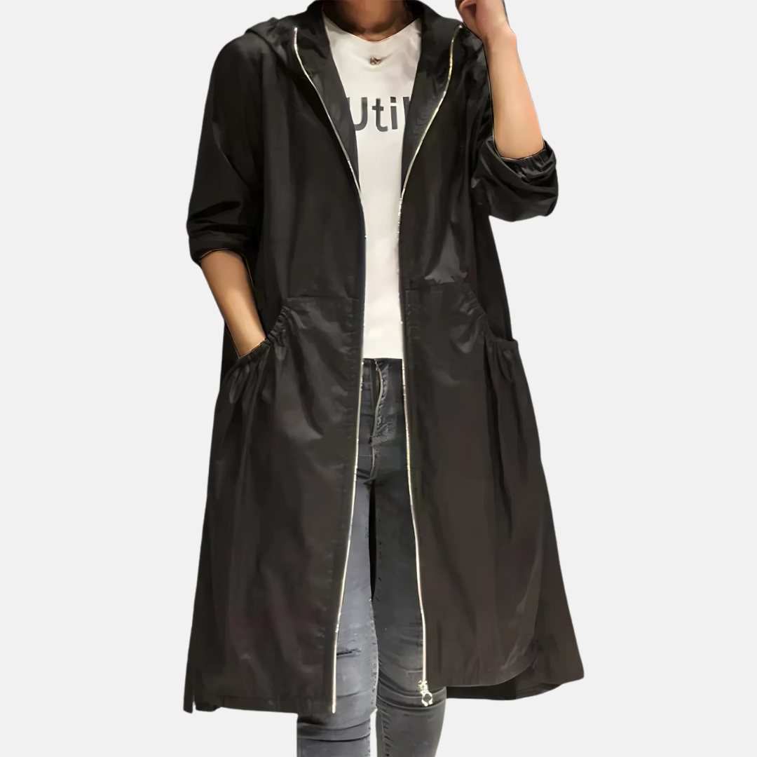 Cappotto lungo impermeabile donna con cappuccio - Protettivo e pratico