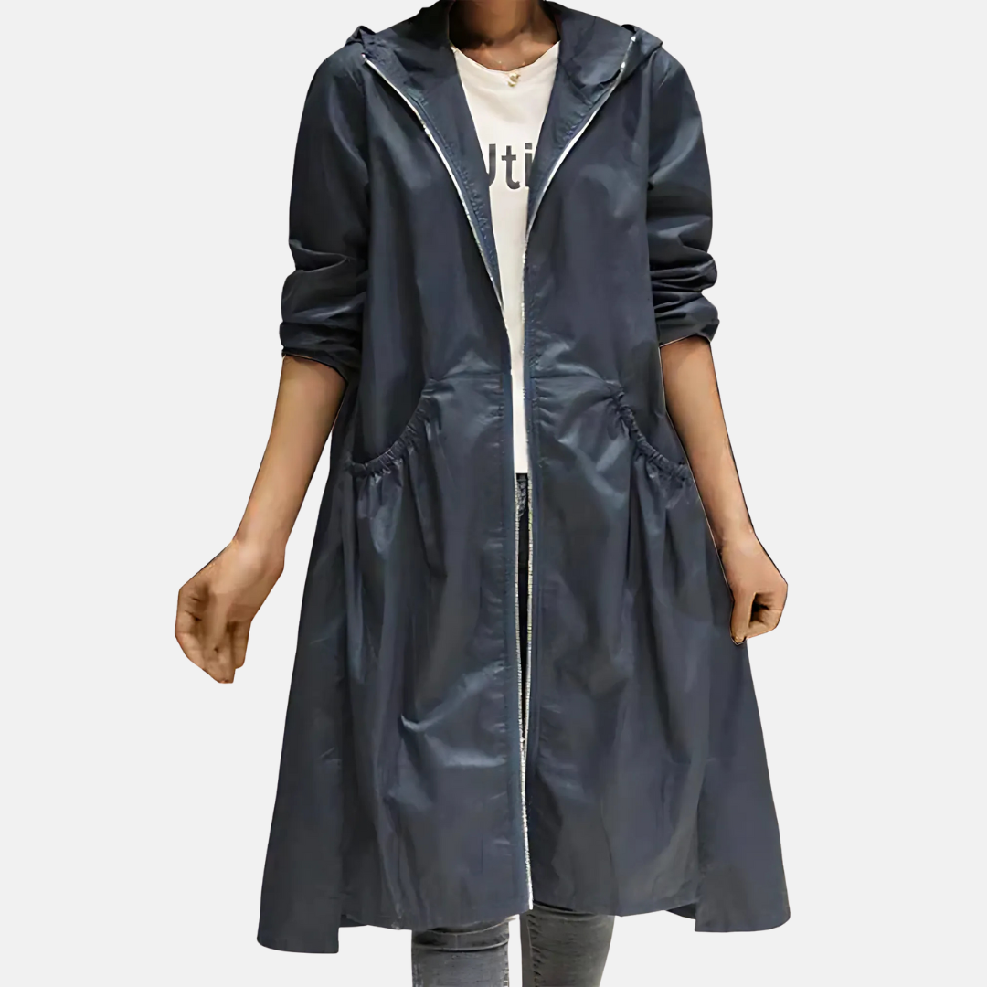 Cappotto lungo impermeabile donna con cappuccio - Protettivo e pratico