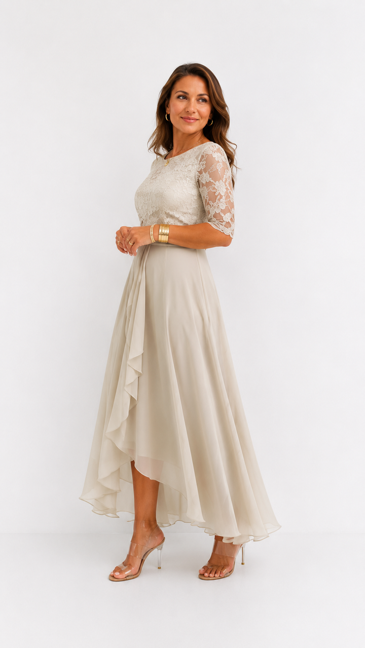 RHONDA | Abito Midi in Pizzo Elegante