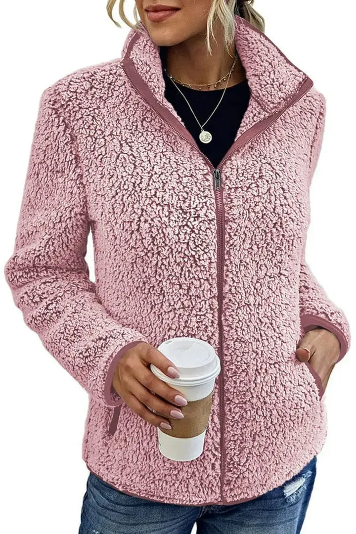 Giacca da Donna in Pile | Chiusura a Zip & Collo Alto | Autunno e Inverno