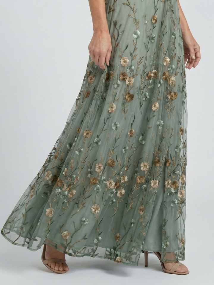 Selora | Abito Maxi Floreale con Scollo All’Americana