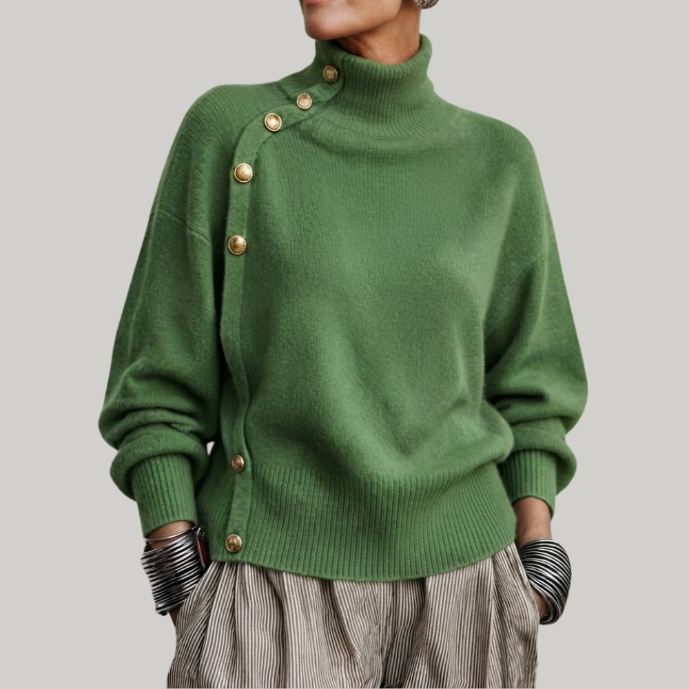 MAGLIONE CON COLLO ALTO E BOTTONI PER DONNE