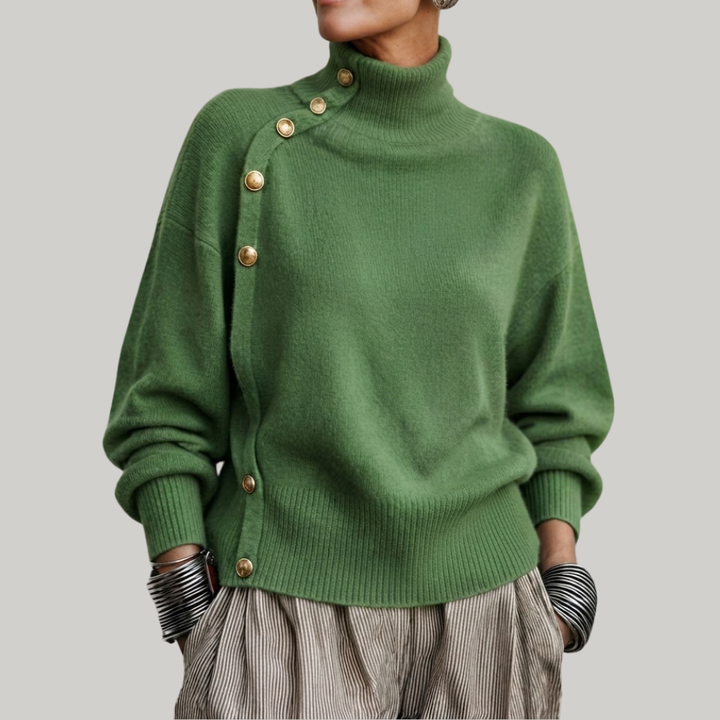 MAGLIONE CON COLLO ALTO E BOTTONI PER DONNE