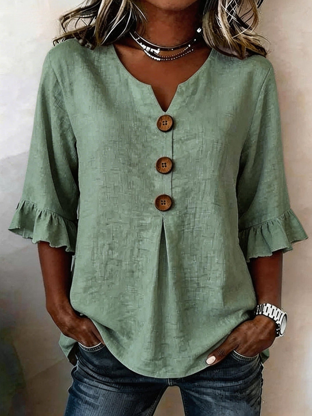 BLUSA ROMANTICA CON VOLANT PER DONNE