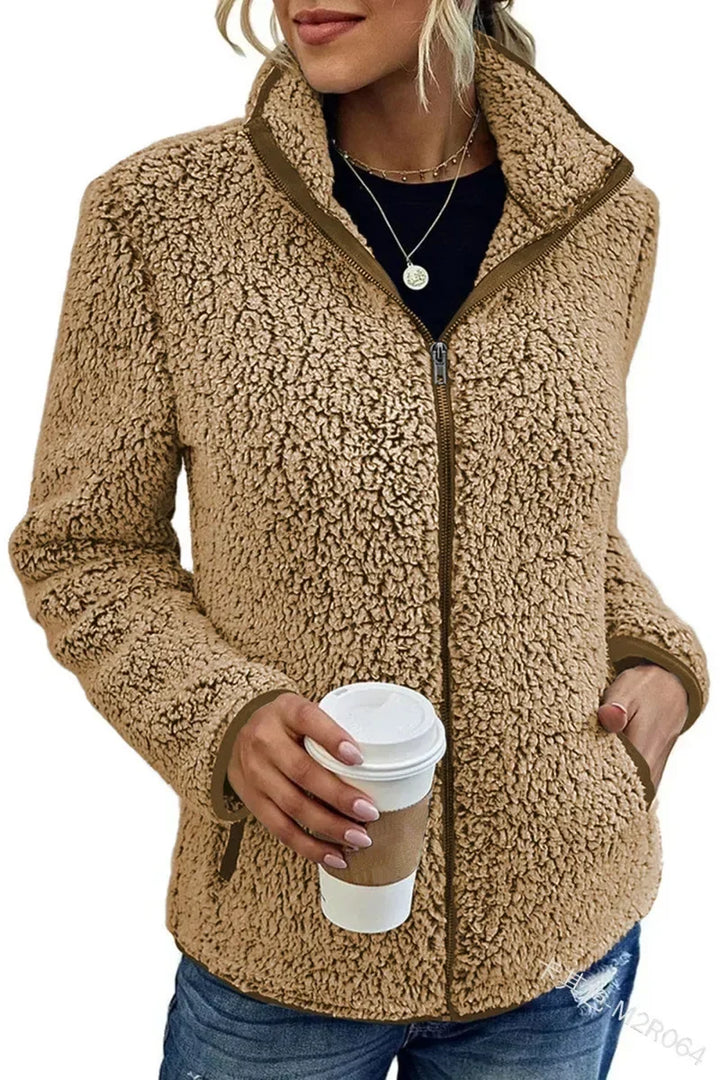 Giacca da Donna in Pile | Chiusura a Zip & Collo Alto | Autunno e Inverno