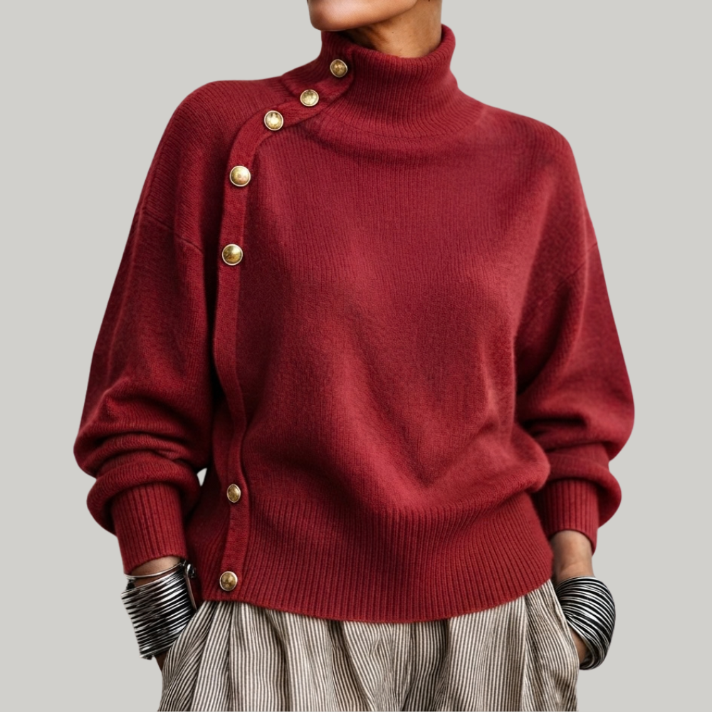 MAGLIONE CON COLLO ALTO E BOTTONI PER DONNE