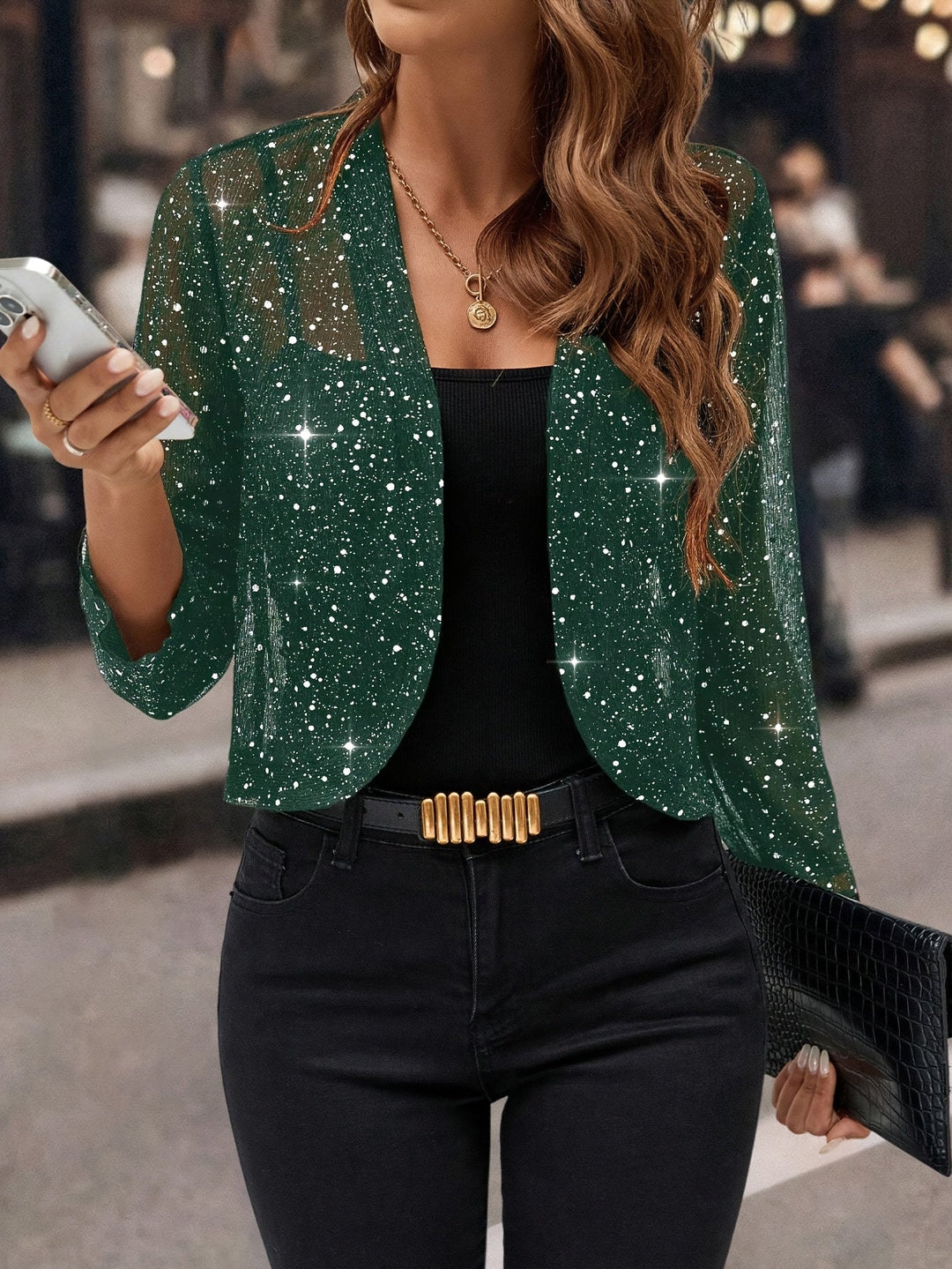 GIACCA CORTA CON PAILLETTES PER DONNE