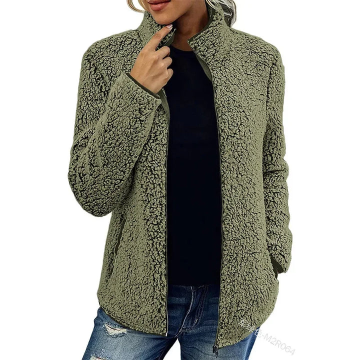 Giacca da Donna in Pile | Chiusura a Zip & Collo Alto | Autunno e Inverno