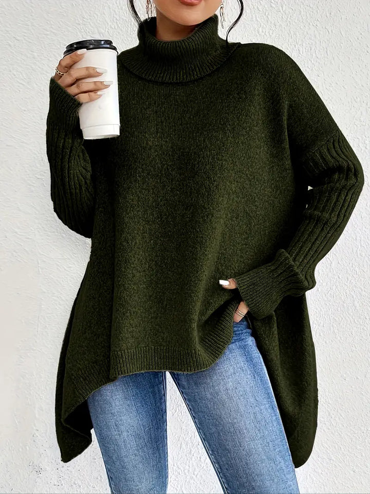 Bridgette | Maglione lungo comodo da donna con colletto alto