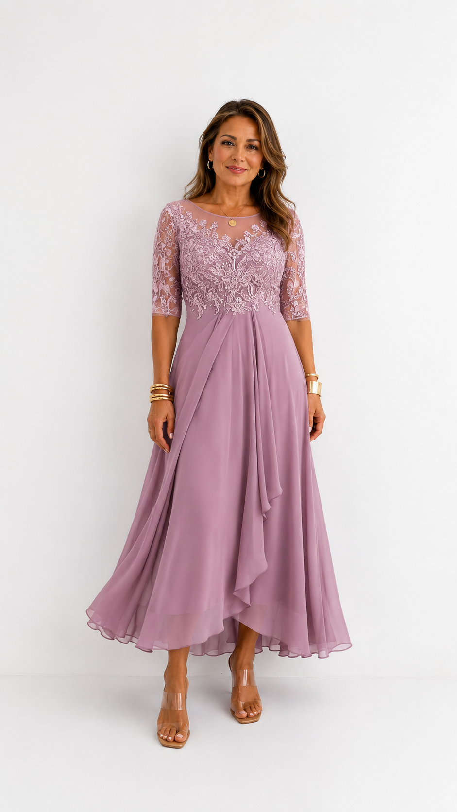 RHONDA | Abito Midi in Pizzo Elegante