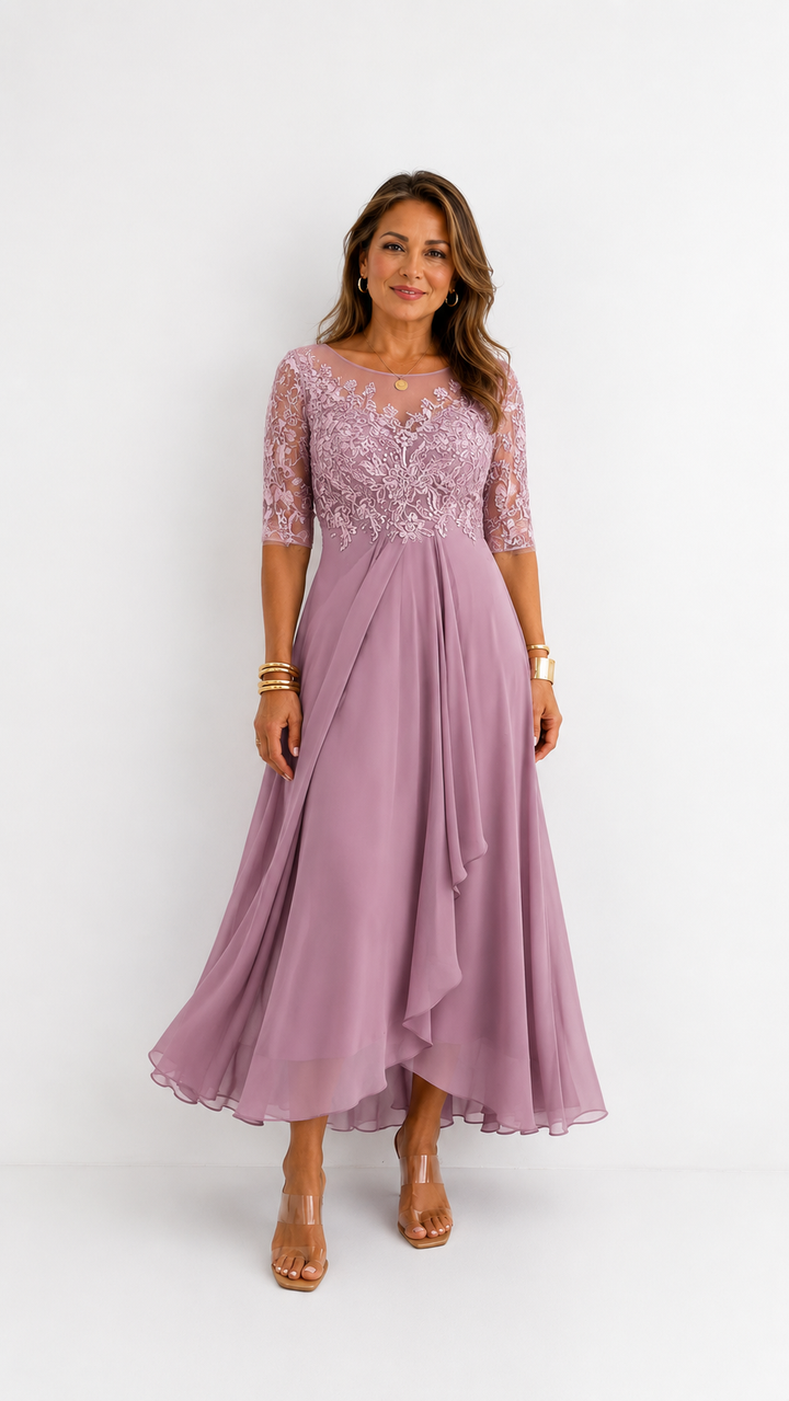RHONDA | Abito Midi in Pizzo Elegante