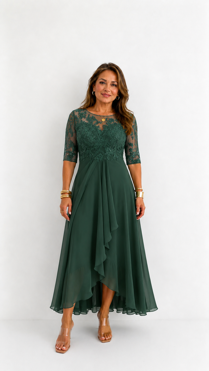RHONDA | Abito Midi in Pizzo Elegante
