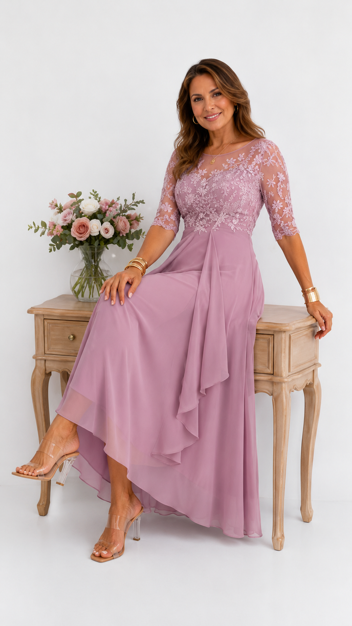 RHONDA | Abito Midi in Pizzo Elegante