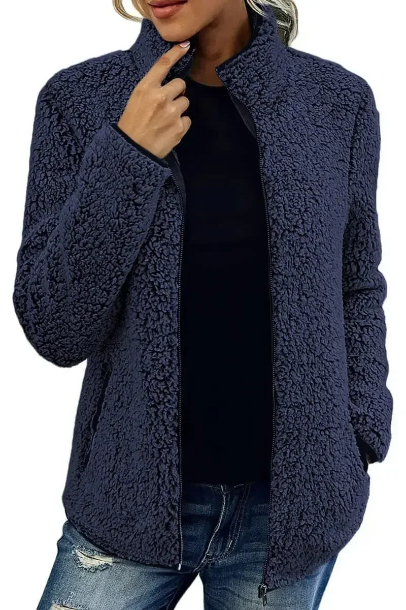Giacca da Donna in Pile | Chiusura a Zip & Collo Alto | Autunno e Inverno