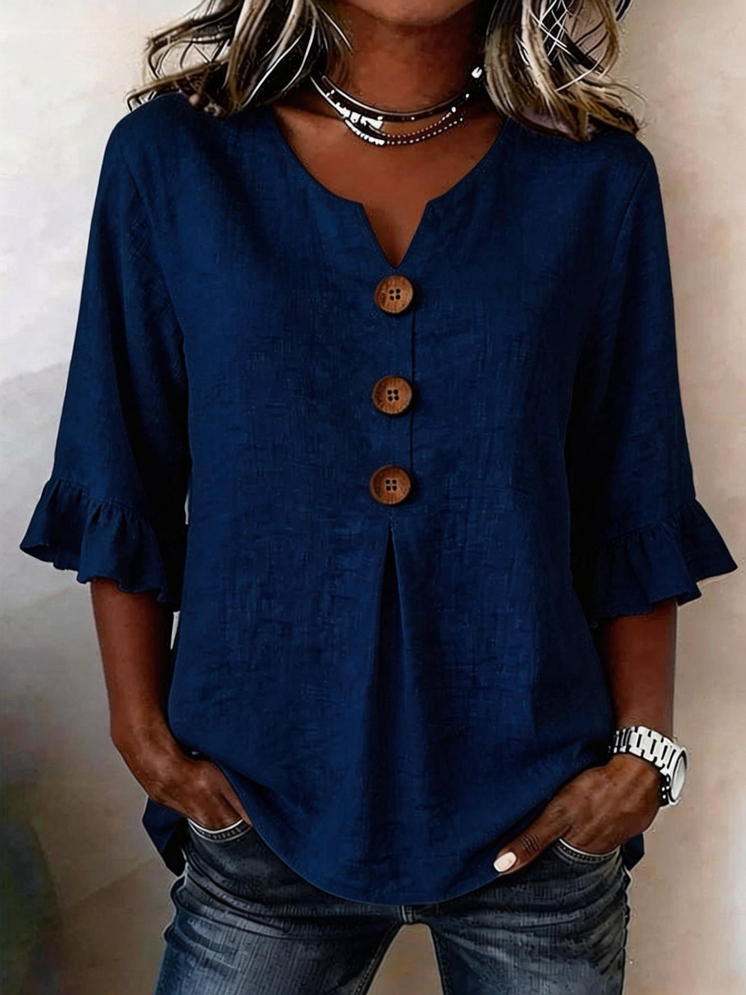 BLUSA ROMANTICA CON VOLANT PER DONNE