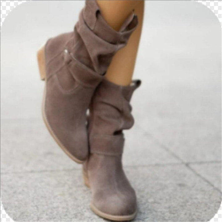 Melanie Stivaletti Donna in Camoscio – Stivaletti Eleganti Confortevoli con Tacco a Blocco Moderno