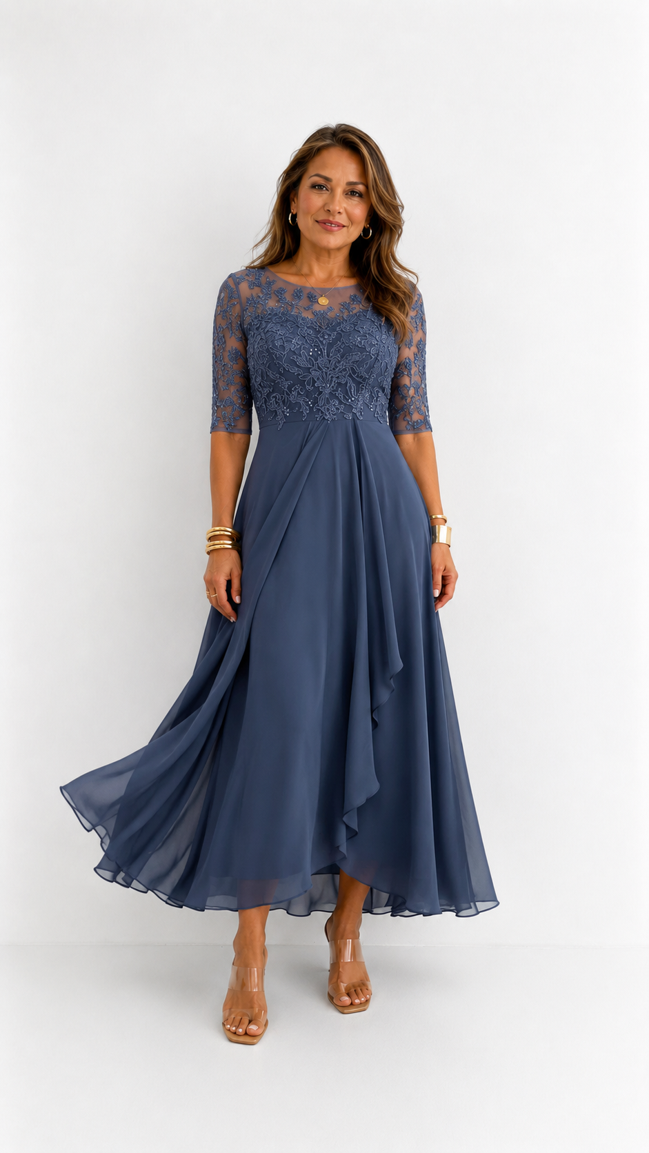 RHONDA | Abito Midi in Pizzo Elegante