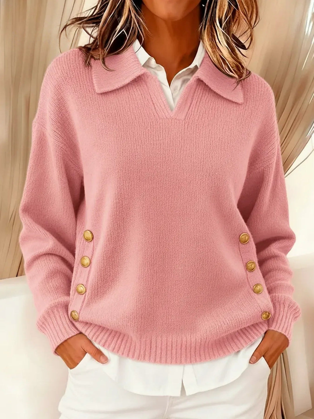 Vicenta | Maglione con Collo Polo e Bottoni