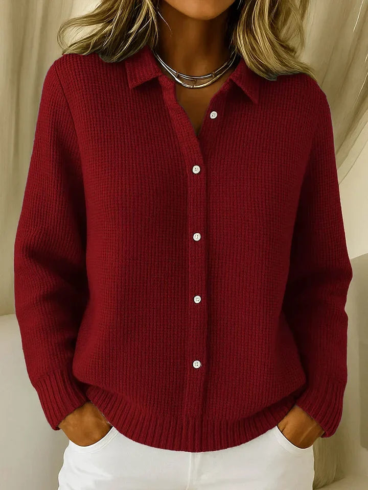Émilie | Cardigan invernale elegante in maglia con colletto donna