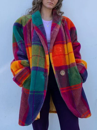 Cappotto Invernale Oversize a Quadri per Donne