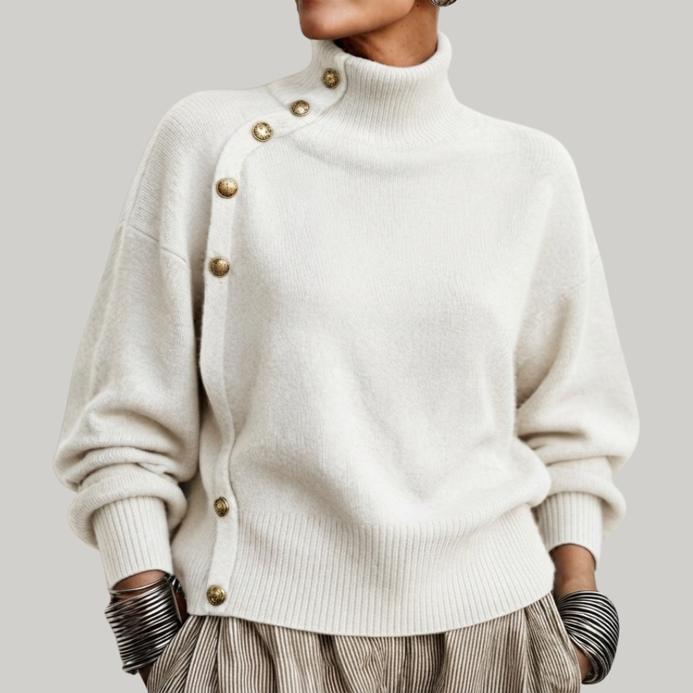 MAGLIONE CON COLLO ALTO E BOTTONI PER DONNE