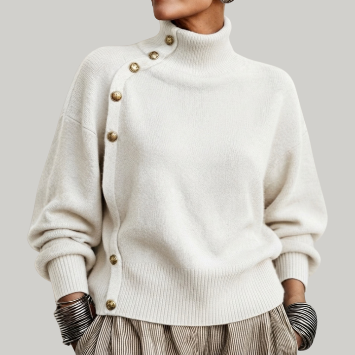 MAGLIONE CON COLLO ALTO E BOTTONI PER DONNE