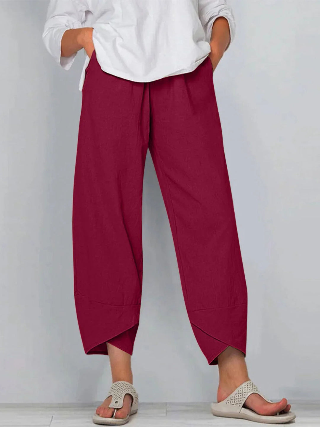 Giulia | Pantaloni di Lino e Cotone a Gamba Larga