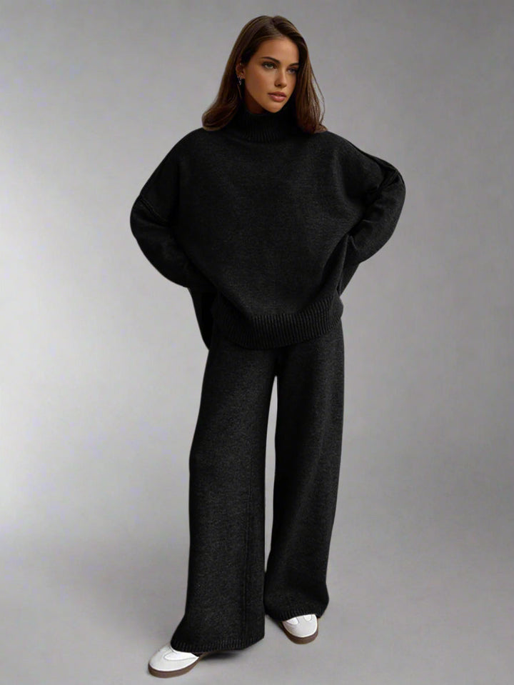 Set da Loungewear con Collo Alto e Pantaloni a Gamba Larga