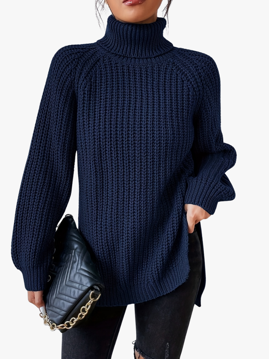 MAGLIONE CON COLLO ALTO E ORLO SFOGLIATO PER DONNE