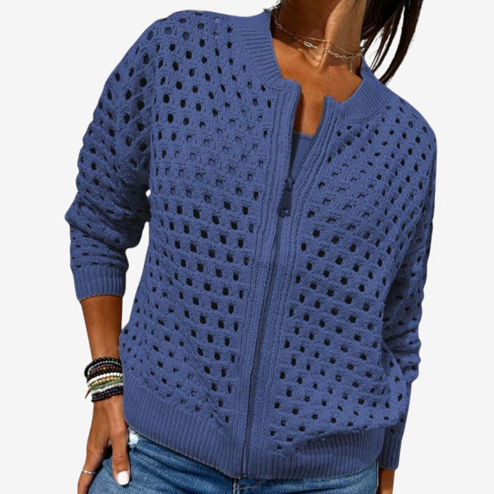 Cardigan da donna a maniche lunghe traforato