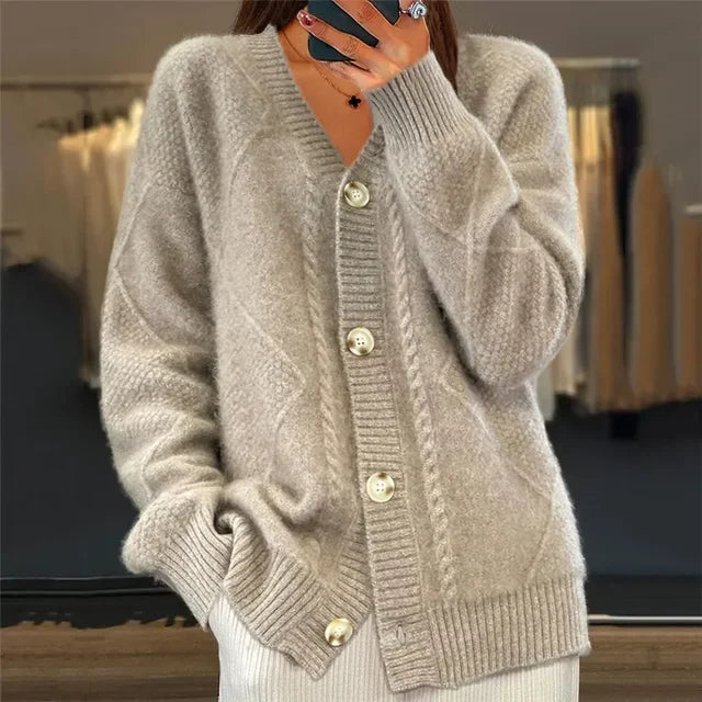 Cardigan Lena Donna – Gilet in Morbido Cashmere con Bottoni e Maniche Lunghe Eleganti