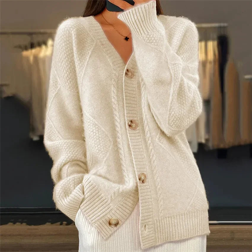 Cardigan Lena Donna – Gilet in Morbido Cashmere con Bottoni e Maniche Lunghe Eleganti