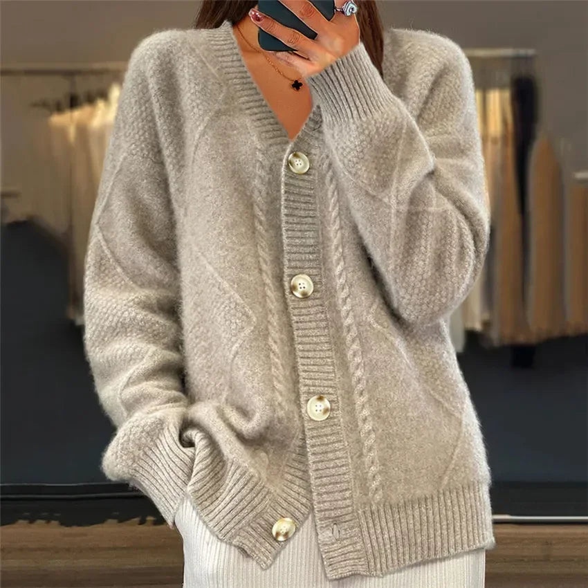 Cardigan Lena Donna – Gilet in Morbido Cashmere con Bottoni e Maniche Lunghe Eleganti