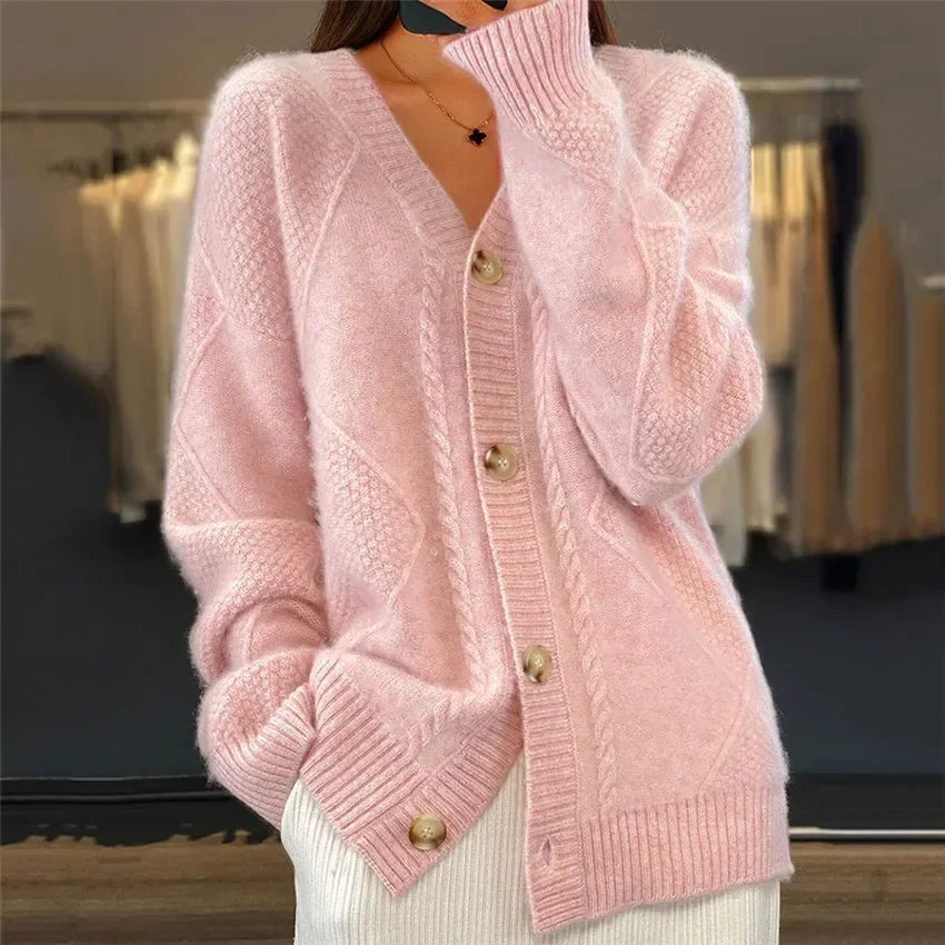 Cardigan Lena Donna – Gilet in Morbido Cashmere con Bottoni e Maniche Lunghe Eleganti